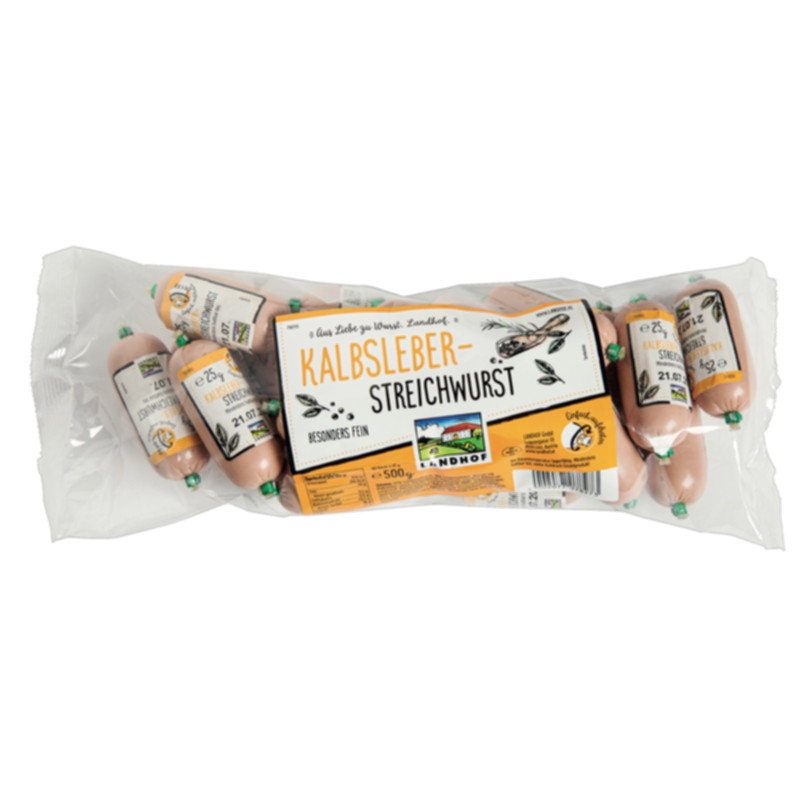Landhof Kalbsleberstreichwurst 20 x 25 g fein cremiger Brotaufstrich in Portionspackungen
